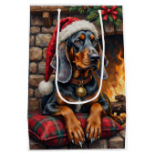 Bluetick Coonhound Dog Cozy Lodge Christmas Medium Cadeauzakje (Achterkant)