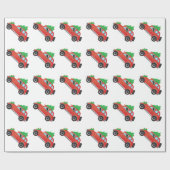 Bluetick Coonhound Dog die een kerstauto bestuurt Cadeaupapier (Vlak)