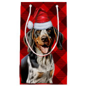 Bluetick Coonhound Dog Feestelijke Plaid Kerstmis Klein Cadeauzakje (Voorkant)