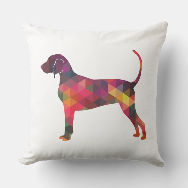 Bluetick Coonhound Dog Geometric Silhouette Kussen (Voorkant)
