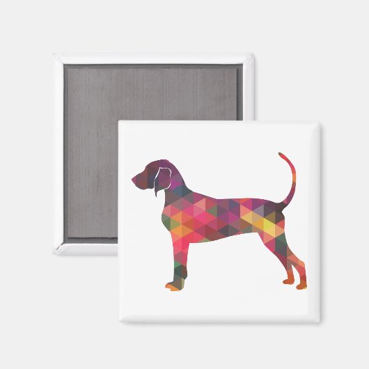 Bluetick Coonhound Dog Geometric Silhouette Magneet (Voorkant / Achterkant)