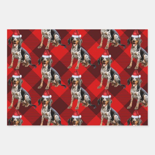 Bluetick Coonhound Dog Holiday Plaid Kerstmis Inpakpapier Vel (Voorkant 2)
