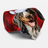 Bluetick Coonhound Dog Holiday Plaid Kerstmis Stropdas (Opgerold)