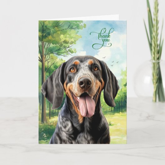 Bluetick Coonhound Dog in a Country Meadow Bedankkaart (Voorkant)
