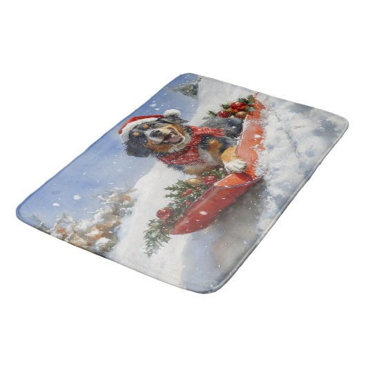 Bluetick Coonhound Dog in Sledge Christmas Badmat (Gekanteld)