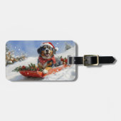 Bluetick Coonhound Dog in Sledge Christmas Bagagelabel (Voorkant horizontaal)