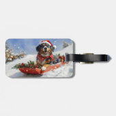 Bluetick Coonhound Dog in Sledge Christmas Bagagelabel (Achterkant horizontaal)