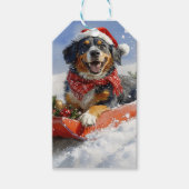 Bluetick Coonhound Dog in Sledge Christmas Cadeaulabel (Voorkant)