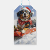 Bluetick Coonhound Dog in Sledge Christmas Cadeaulabel (Achterkant)