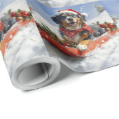 Bluetick Coonhound Dog in Sledge Christmas Cadeaupapier (Rol Hoek)