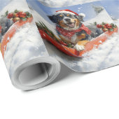 Bluetick Coonhound Dog in Sledge Christmas Cadeaupapier (Rol Hoek)