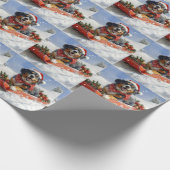 Bluetick Coonhound Dog in Sledge Christmas Cadeaupapier (Hoek)