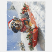 Bluetick Coonhound Dog in Sledge Christmas Fleece Deken (Voorkant)