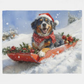 Bluetick Coonhound Dog in Sledge Christmas Fleece Deken (Voorkant (Horizontaal))