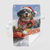 Bluetick Coonhound Dog in Sledge Christmas Golfhanddoek (Insitu)