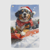 Bluetick Coonhound Dog in Sledge Christmas Golfhanddoek (Voorkant)