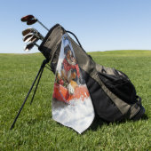 Bluetick Coonhound Dog in Sledge Christmas Golfhanddoek (Groen)