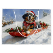 Bluetick Coonhound Dog in Sledge Christmas Groot Cadeauzakje (Achterkant)