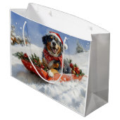 Bluetick Coonhound Dog in Sledge Christmas Groot Cadeauzakje (Achterkant Gekanteld)