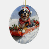 Bluetick Coonhound Dog in Sledge Christmas Keramisch Ornament (Rechts)