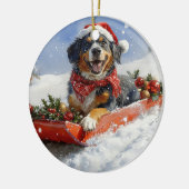 Bluetick Coonhound Dog in Sledge Christmas Keramisch Ornament (Links)