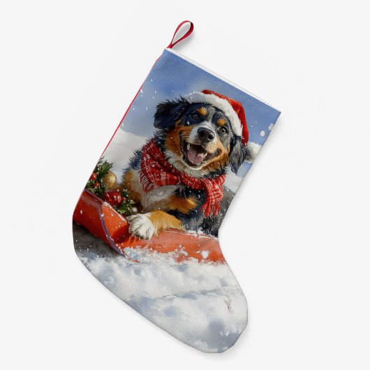 Bluetick Coonhound Dog in Sledge Christmas Kleine Kerstsok (Voorkant (Hangend))
