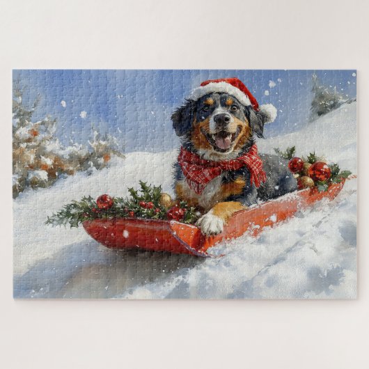 Bluetick Coonhound Dog in Sledge Christmas Legpuzzel (Horizontaal)