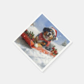 Bluetick Coonhound Dog in Sledge Christmas Servet (Hoek)