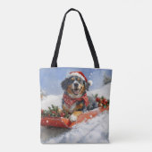 Bluetick Coonhound Dog in Sledge Christmas Tote Bag (Achterkant)