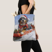 Bluetick Coonhound Dog in Sledge Christmas Tote Bag (Dichtbij)