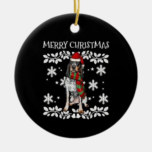 Bluetick Coonhound Dog kerstfeestelijke feestdagen Keramisch Ornament (Voorkant)