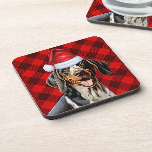 Bluetick Coonhound Dog Red Buffalo Holiday Plaid Bier Onderzetter (Linkerzijde)