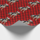 Bluetick Coonhound Dog Red Buffalo Plaid Kerstmis Cadeaupapier (Hoek)
