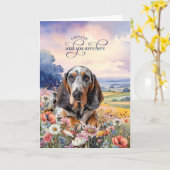 Bluetick Coonhound Dog Wildflowers Miss You Kaart (Gele Bloem)