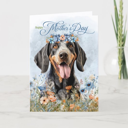 Bluetick Coonhound Dog Wildflowers Mother's Day Feestdagen Kaart (Voorkant)