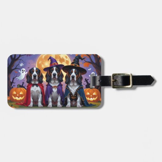 Bluetick Coonhound Dogs Pumpkin Halloween Grappig Bagagelabel (Voorkant horizontaal)