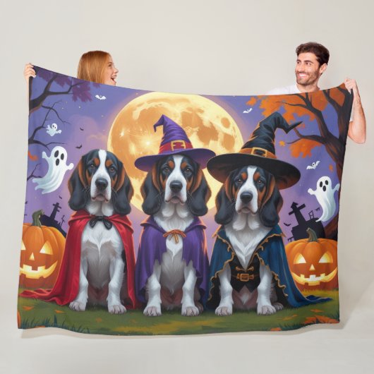 Bluetick Coonhound Dogs Pumpkin Halloween Grappig Fleece Deken (In situ)