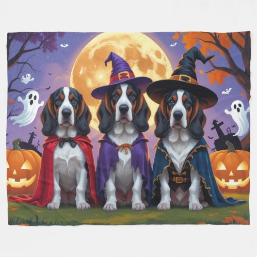 Bluetick Coonhound Dogs Pumpkin Halloween Grappig Fleece Deken (Voorkant (Horizontaal))