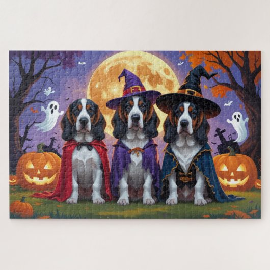 Bluetick Coonhound Dogs Pumpkin Halloween Grappig Legpuzzel (Horizontaal)