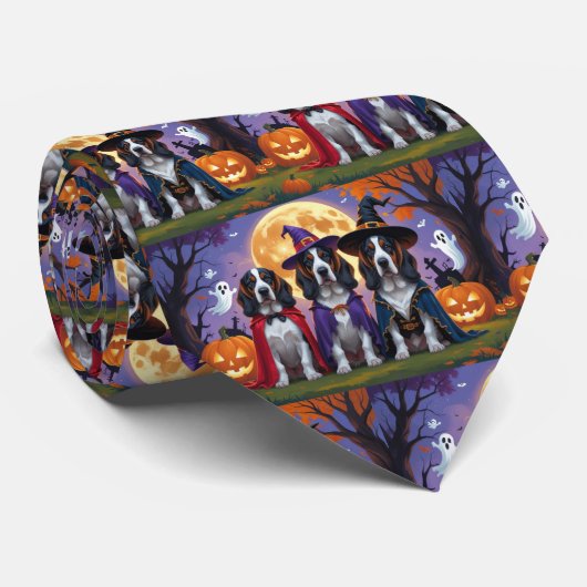 Bluetick Coonhound Dogs Pumpkin Halloween Grappig Stropdas (Opgerold)