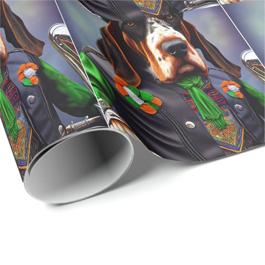 Bluetick Coonhound Driving Bike St. Patrick's Day Cadeaupapier (Rol Hoek)