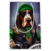 Bluetick Coonhound Driving Bike St. Patrick's Day Medium Cadeauzakje (Voorkant)