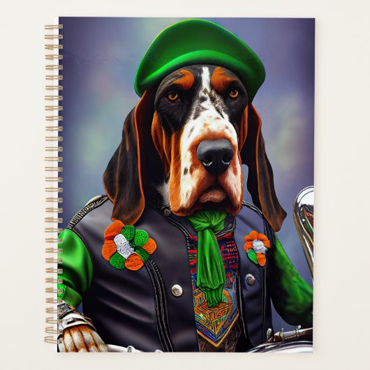 Bluetick Coonhound Driving Bike St. Patrick's Day Planner (Voorkant)