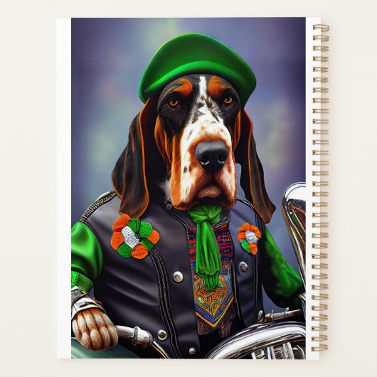 Bluetick Coonhound Driving Bike St. Patrick's Day Planner (Achterkant)