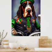 Bluetick Coonhound Driving Bike St. Patrick's Day Poster (Keuken)