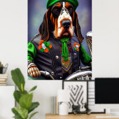 Bluetick Coonhound Driving Bike St. Patrick's Day Poster (Thuiskantoor)