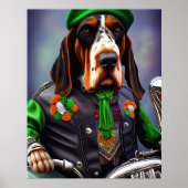Bluetick Coonhound Driving Bike St. Patrick's Day Poster (Voorkant)