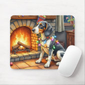 Bluetick Coonhound Fireplace with Christmas Lights Muismat (Met muis)