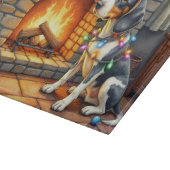 Bluetick Coonhound Fireplace with Christmas Lights Snijplank (Hoek)