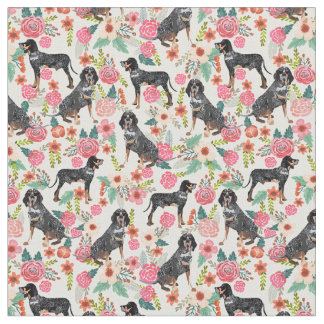 Bluetick Coonhound florals crème Stof